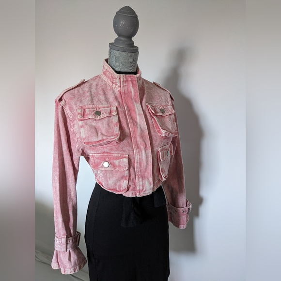 Fashion Nova Jackets & Blazers - Pink Billie Cropped Cargo Jacket